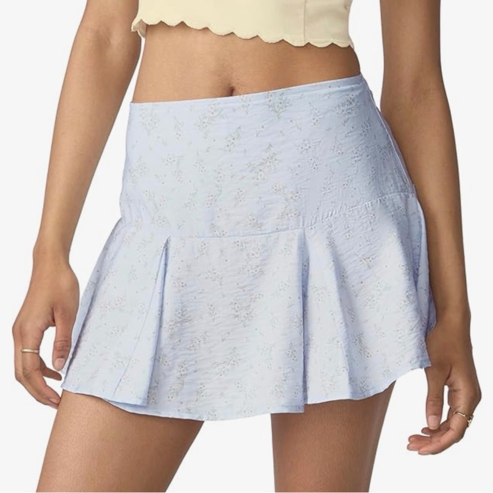 🆕 Florence by Mills Elegant Light Blue Mini Skirt Floral Design XXS